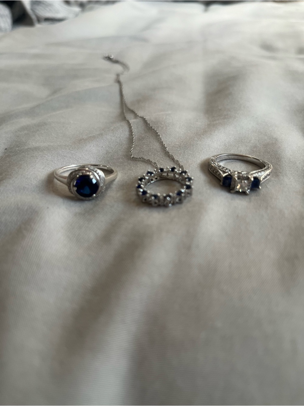 Sterling Silver Blue Stone Ring - Classic Sapphire-Style Accent